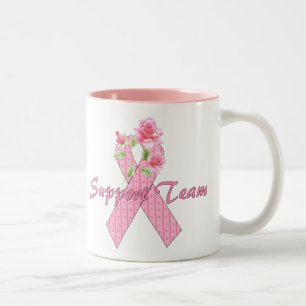 Brustkrebs-Support - Team Zweifarbige Tasse