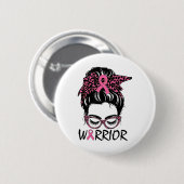 Brustkrebs tragen rosa Krieger Button (Vorne & Hinten)