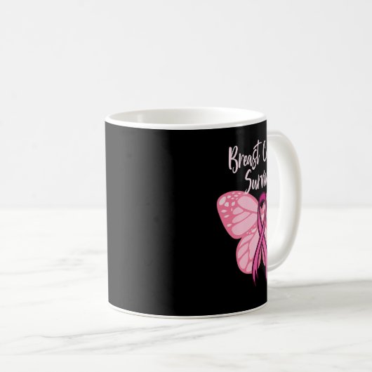 Brustkrebs-Überleben Krebs kämpfen Krieger rosa Kaffeetasse (VorderseiteRechts)