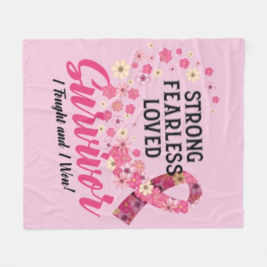 Brustkrebs-Überleben Starke Furchtlos geliebt Fleecedecke (Vorderseite (Horizontal))