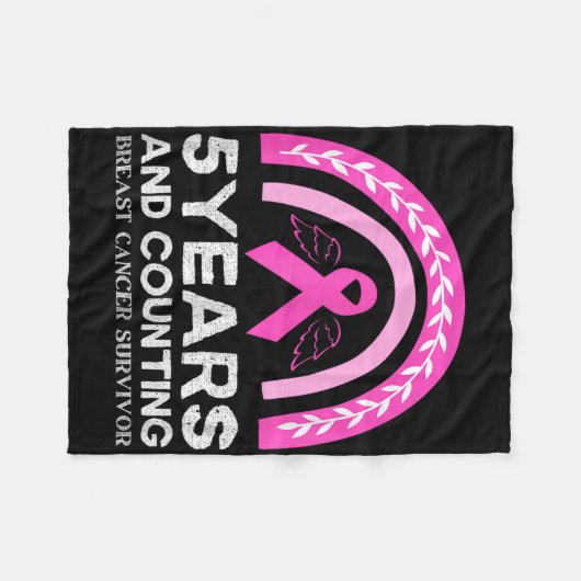 Brustkrebs Überleben T-Shirt 5 Jahre Krebs freies Fleecedecke (Vorderseite (Horizontal))