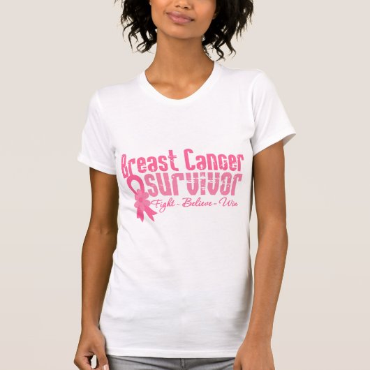 Brustkrebs-Überlebend-Blumen-Band T-Shirt (Vorderseite)