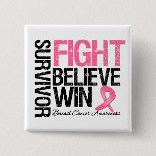 Brustkrebs-Überlebend-Kampf glauben Gewinn-Motto Button