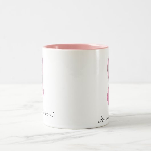 Brustkrebs-Überlebend-Tasse Zweifarbige Tasse (Mittel)