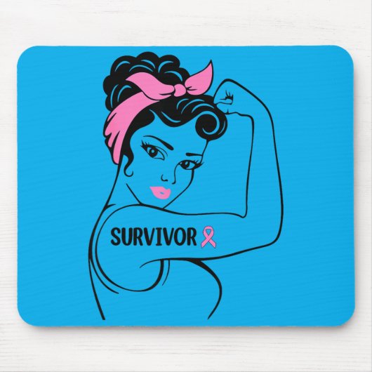 Brustkrebs-Überlebende Rosie Riveter nk Bewusstsei Mousepad (Vorne)