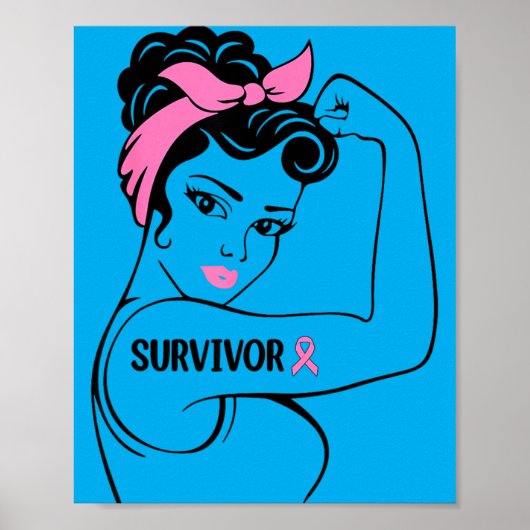 Brustkrebs-Überlebende Rosie Riveter nk Bewusstsei Poster (Vorne)