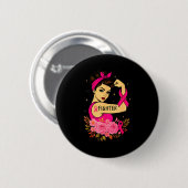Brustkrebs-Überlebende Rosie Riveter Pink Awarenes Button (Vorne & Hinten)