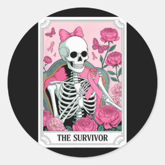 Brustkrebs-Überlebende Skeletton Tarot Bläschen Runder Aufkleber