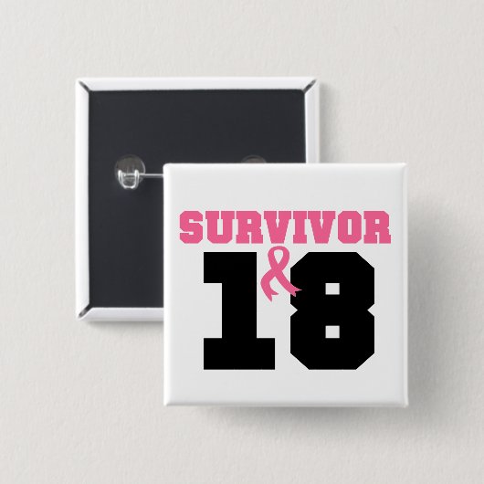Brustkrebs-Überlebender 18 Jahre Button (Vorne & Hinten)