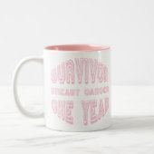 Brustkrebs-Überlebender ein Jahr Zweifarbige Tasse (Links)