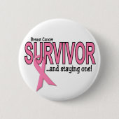 BRUSTKREBS-ÜBERLEBENDER und Bleibe ein Button (Vorderseite)