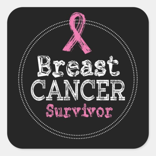 Brustkrebs-Überlebenserklärungsband Quadratischer Aufkleber (Vorderseite)
