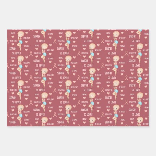 Brustkrebs-Umschlagpapier Geschenkpapier Set (Vorderseite 3)