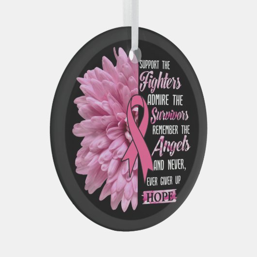 Brustkrebs unterstützt das Geschenk der Kämpfer fü Ornament Aus Glas (Vorderseite Rechts)
