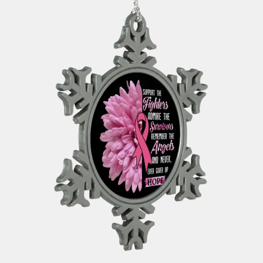 Brustkrebs unterstützt das Geschenk der Kämpfer fü Schneeflocken Zinn-Ornament (Links)