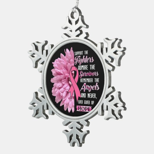 Brustkrebs unterstützt das Geschenk der Kämpfer fü Schneeflocken Zinn-Ornament (Rechts)