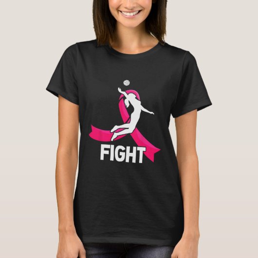 Brustkrebs Volleyball Pink Ribbon Awareness Wom T-Shirt (Vorderseite)