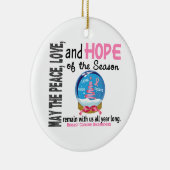 Brustkrebs-Weihnachten 3 Schnee-Kugel-Verzierungen Keramik Ornament (Rechts)