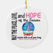 Brustkrebs-Weihnachten 3 Schnee-Kugel-Verzierungen Keramik Ornament (Hinten)