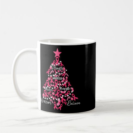 Brustkrebs Weihnachtsbaum Pink Ribbon Kampf Awa Kaffeetasse (Links)