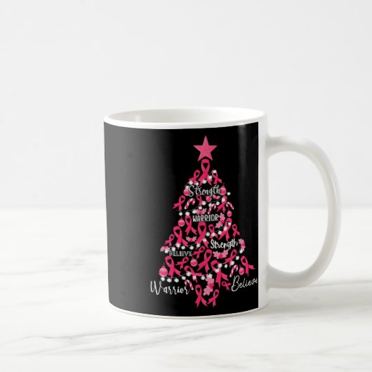 Brustkrebs Weihnachtsbaum Pink Ribbon Kampf Awa Kaffeetasse (Rechts)