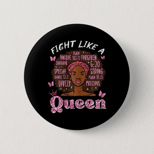 Brustkrebs wie Queen Afro Survivor Aware Button (Vorderseite)