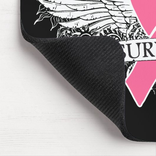 Brustkrebs-Winged SURVIVOR Ribbon Mousepad (Ecke)