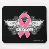 Brustkrebs-Winged SURVIVOR Ribbon Mousepad (Vorne)