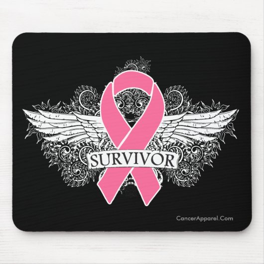 Brustkrebs-Winged SURVIVOR Ribbon Mousepad (Vorne)