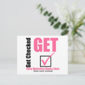 Brustkrebs wird überprüft v3 postkarte (Stehend Vorderseite)