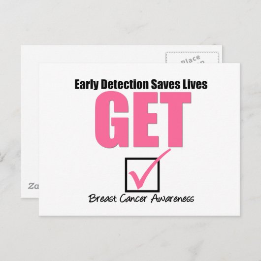 Brustkrebs wird überprüft v4 postkarte (Vorne/Hinten)