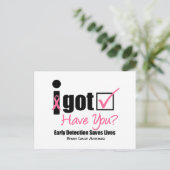 Brustkrebs wird überprüft v5 postkarte (Stehend Vorderseite)