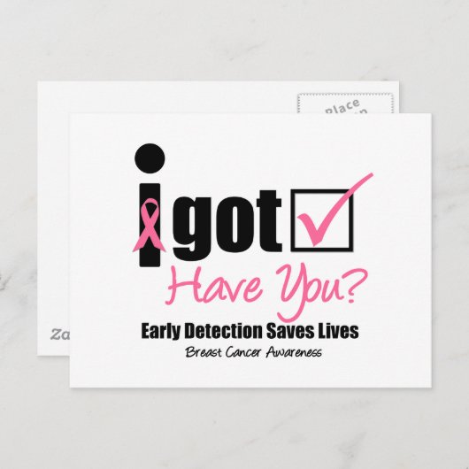 Brustkrebs wird überprüft v5 postkarte (Vorne/Hinten)