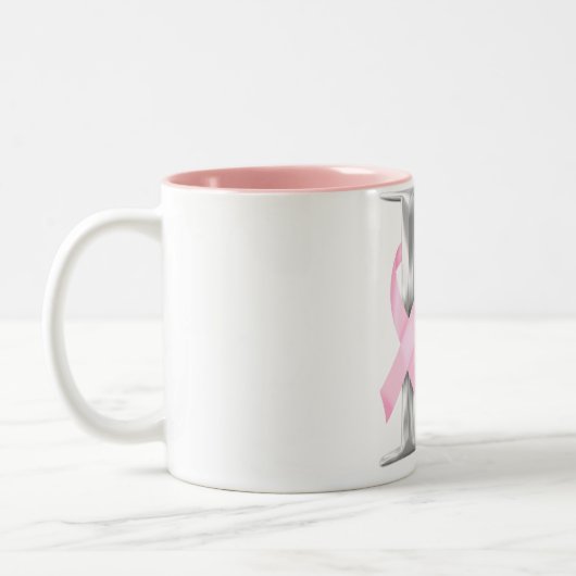 Brustkrebsbewusstsein des Monogramms (L) Zweifarbige Tasse (Links)
