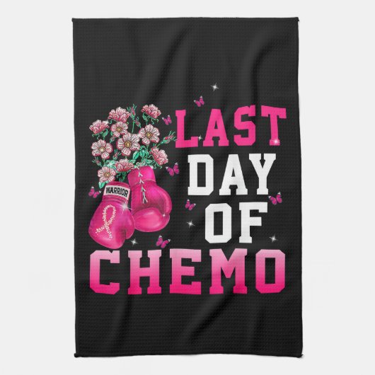Brustkrebsbewusstsein Letzter Tag der Chemo Kriege Geschirrtuch (Vertikal)