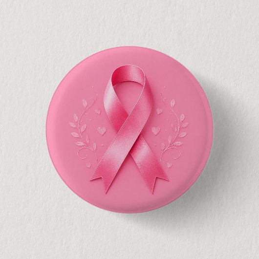 Brustkrebsbewusstsein mit rosa Schleife Button (Vorderseite)
