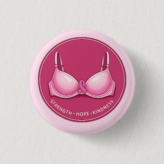 Brustkrebsbewusstsein mit rosa Schleife Button (Vorderseite)