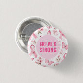 Brustkrebsbewusstsein mit rosa Schleife Button (Vorne & Hinten)
