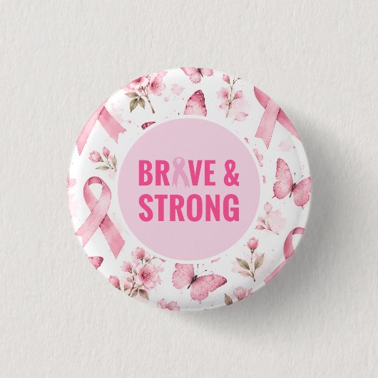 Brustkrebsbewusstsein mit rosa Schleife Button (Vorderseite)