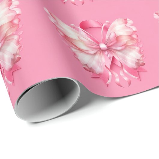 Brustkrebsbewusstsein mit rosa Schleife Geschenkpapier (Rolleneckpunkt)