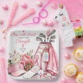 Brustkrebsbewusstsein mit rosa Schleife Golf Pappteller (Party)