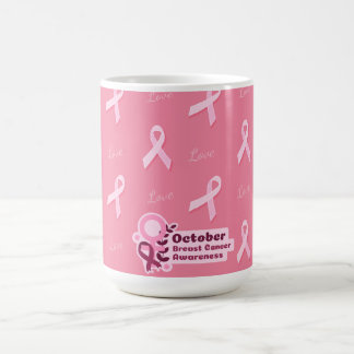 Brustkrebsbewusstsein mit rosa Schleife Kaffeetasse