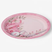 Brustkrebsbewusstsein mit rosa Schleife Pappteller (Schrägansicht)
