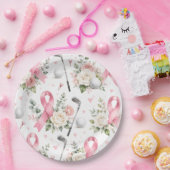 Brustkrebsbewusstsein mit rosa Schleife Pappteller (Party)