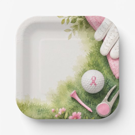Brustkrebsbewusstsein mit rosa Schleife Pappteller (Vorderseite)