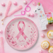 Brustkrebsbewusstsein mit rosa Schleife Pappteller (Party)