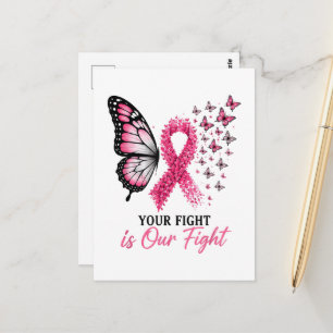 Brustkrebsbewusstsein Rosa Band Schmetterling Postkarte