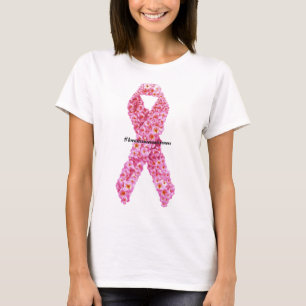 #Brustkrebsbewusstsein Rosa Blumen-Schleife Unters T-Shirt