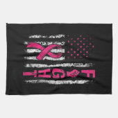 Brustkrebsbewusstsein USA-Flagge Geschirrtuch (Horizontal)