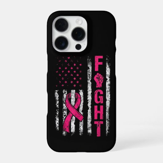 Brustkrebsbewusstsein USA-Flagge iPhone Hülle (Rückseite)